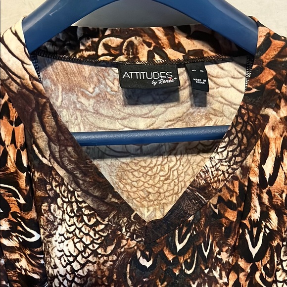 Attitudes by Renee Brown, Gold and Tan Animal Patterned Tunic - Picture 4 of 4
